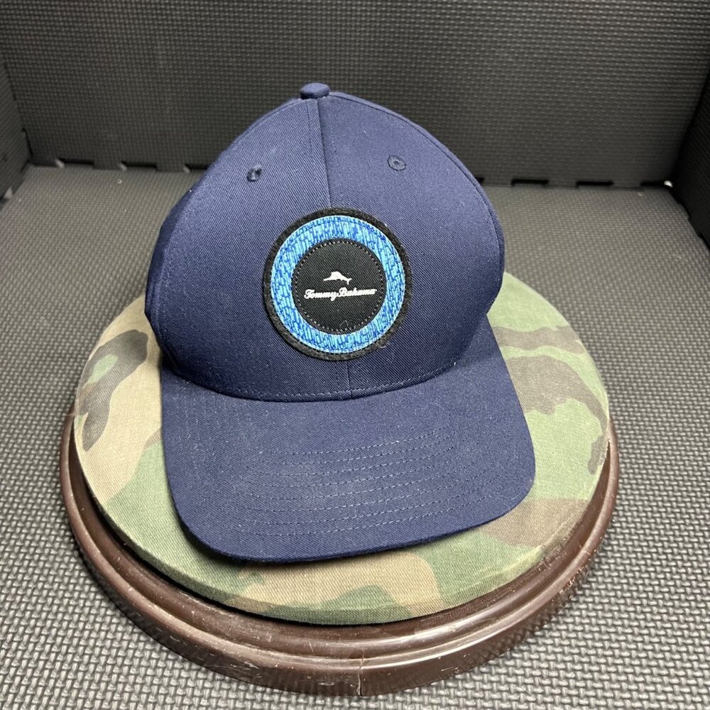 Tommy Bahama Navy Blue Adjustable Baseball Cap With Embroidered Logo Mens One Si
